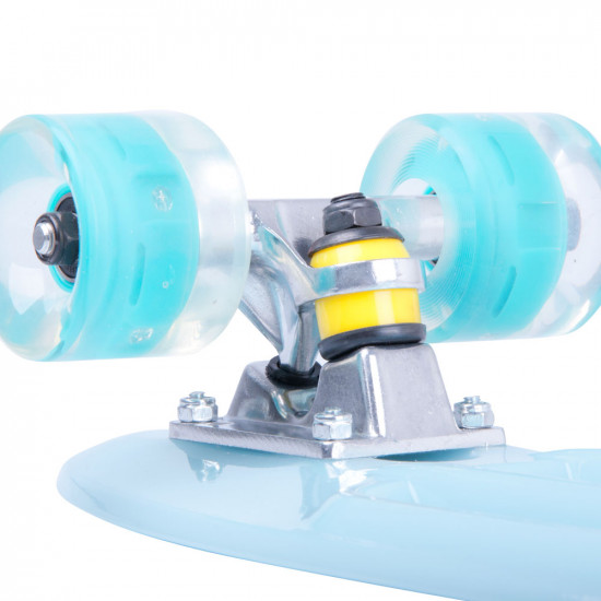 Glowing Pennyboard Worker Lumy 22, Blue with colourfull wheels