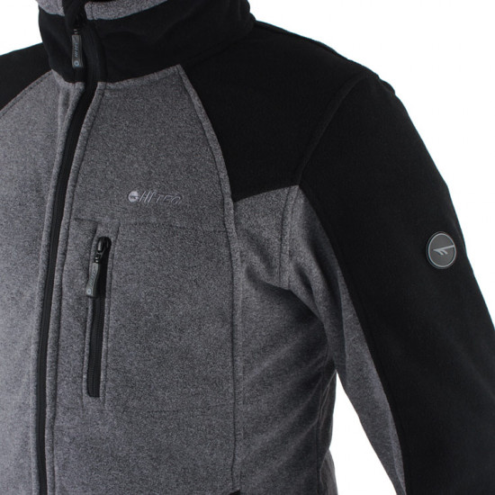 Mens fleece jacket HI-TEC Monar Ebony melange/Black