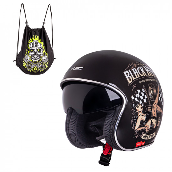 Motorcycle helmet W-TEC V537 Black heart, Black Sheen