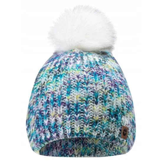 Women's Winter Hat HI-TEC Lady Vikna -White-Blue-Lime melange Women's Winter Hat HI-TEC Lady Vikna -White-Blue-Lime melange