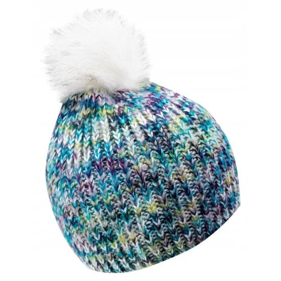 Women's Winter Hat HI-TEC Lady Vikna -White-Blue-Lime melange Women's Winter Hat HI-TEC Lady Vikna -White-Blue-Lime melange