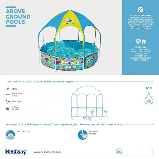 Children's pool with sunshade Bestway Play Pool 240