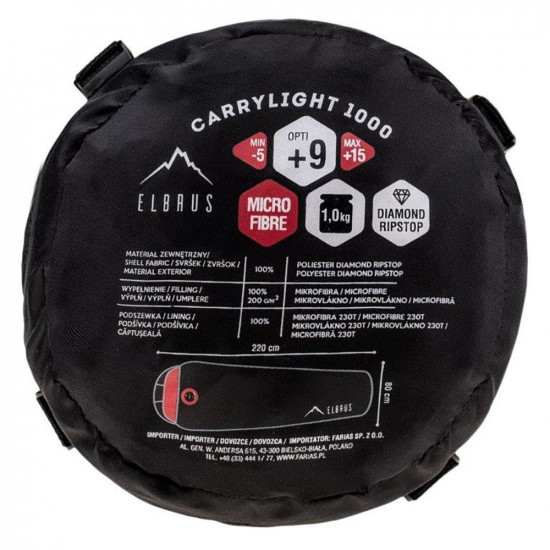 Sleeping bag ELBRUS Carrylight 1000, Black Sleeping bag ELBRUS Carrylight 1000, Black