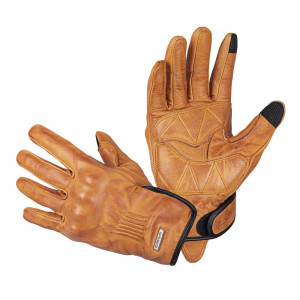 Leather motorcycle gloves W-TEC Dahmer, Light brown