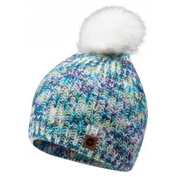 Women's Winter Hat HI-TEC Lady Vikna -White-Blue-Lime melange