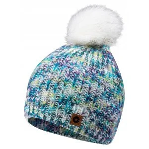 Women's Winter Hat HI-TEC Lady Vikna -White-Blue-Lime melange