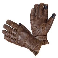 Men's leather motorcycle gloves W-TEC Inverner - Brown