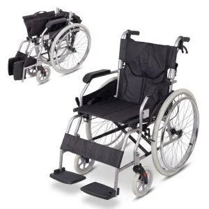 Lightweight Foldable Mechanical Wheelchair inSPORTline Jakesully with Light-Colored Wheels