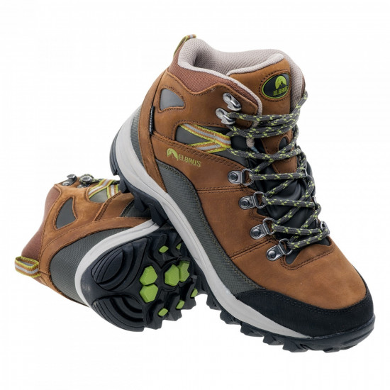 Mens outdoor shoes ELBRUS Skylar Mid WP, Brown/Dark olive