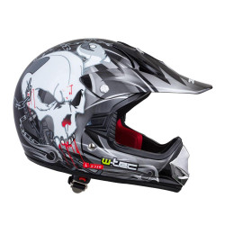 Junior motorcycle helmet W-TEC V310 black with scull