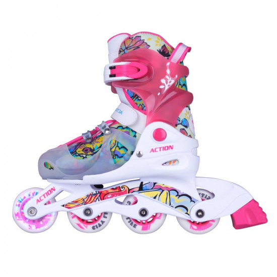 Children's adjustable roller ACTION Doly with lighted wheels,Pink