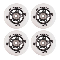 In-line wheels WORKER 84mm and Bearing ABEC-9 chrome - Set 4 pcs