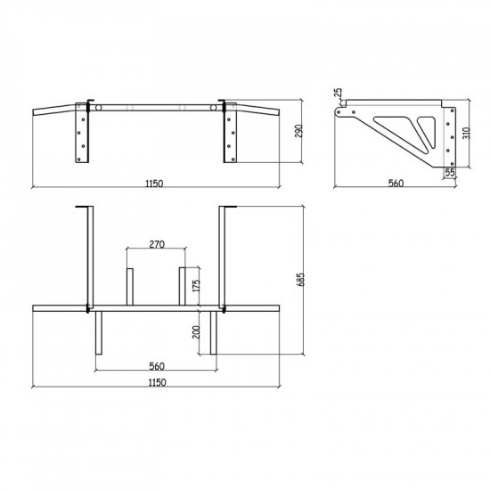 Wall-Mounted Pull-Up Bar Benchmark D9