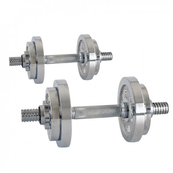 Set of chrome-plated dumbbells 2x10 kg