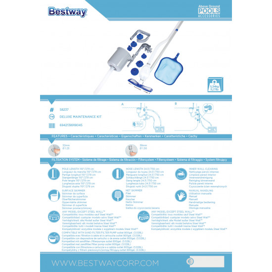 Cleaning kit for pools Bestway Deluxe