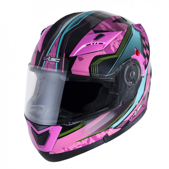 Motorcycle helmet W-TEC YM925 Magenta - Pink / black