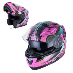 Motorcycle helmet W-TEC YM925 Magenta - Pink / black