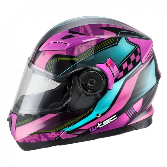 Motorcycle helmet W-TEC YM925 Magenta - Pink / black