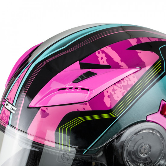 Motorcycle helmet W-TEC YM925 Magenta - Pink / black