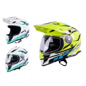 Motorcycle helmet W-TEC V331 - Black / green / yellow