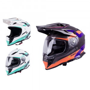  Motorcycle helmet W-TEC V331 - Black / blue / orange