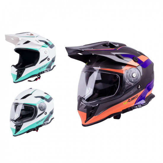  Motorcycle helmet W-TEC V331 - Black / blue / orange