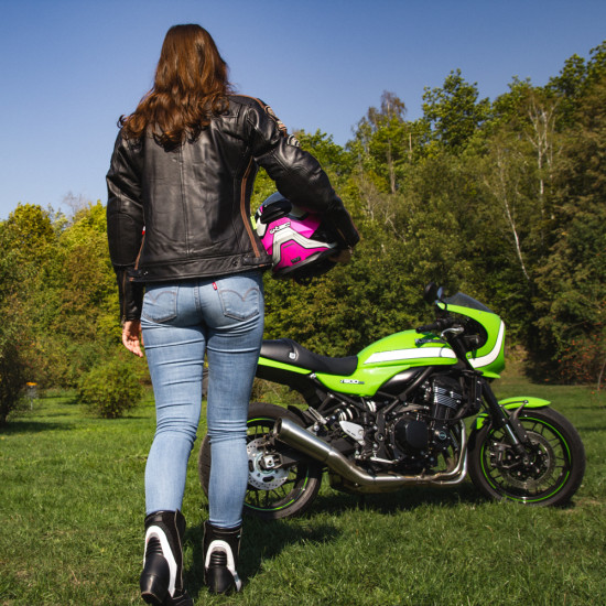 Womens leather motorcycle jacket W-TEC Sheawen - black