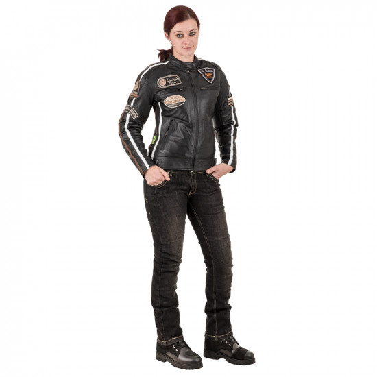 Womens leather motorcycle jacket W-TEC Sheawen - black