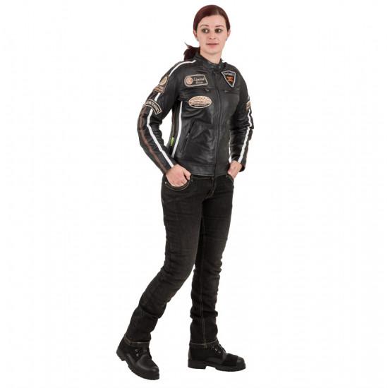 Womens leather motorcycle jacket W-TEC Sheawen - black