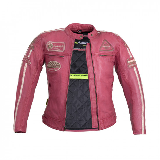 Womens leather motorcycle jacket W-TEC Sheawen Lady - pink