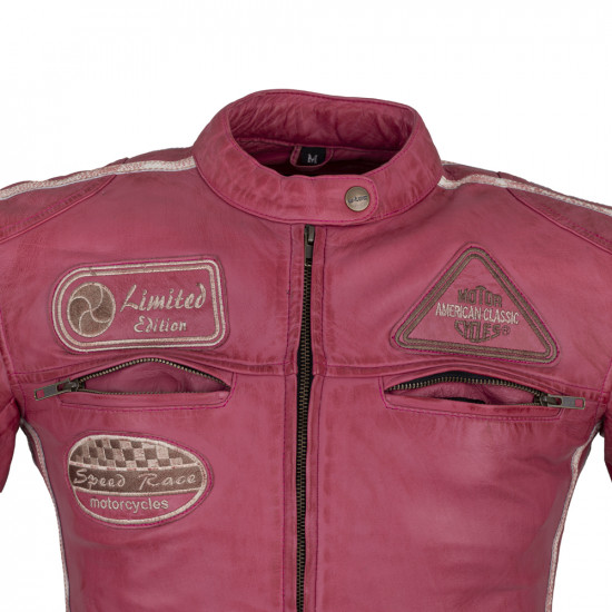 Womens leather motorcycle jacket W-TEC Sheawen Lady - pink