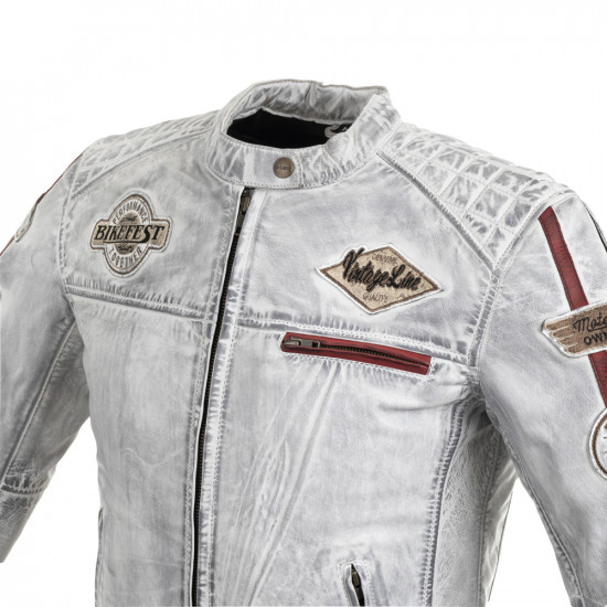 Womens leather motorcycle jacket W-TEC Sheawen Lady - white