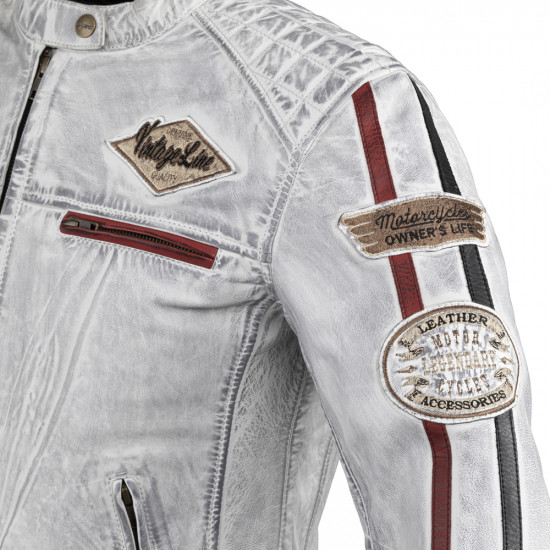 Womens leather motorcycle jacket W-TEC Sheawen Lady - white